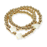 103464, CLOVER MOTHER OF PEARL MULTI LAYERED BEADED STRETCH BRACELET