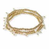 103466, DAINTY BEAD ACCENT MULTI LAYERED BALL BEADED STRETCH BRACELET