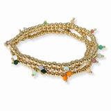 103466, DAINTY BEAD ACCENT MULTI LAYERED BALL BEADED STRETCH BRACELET