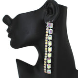 103467, RECTANGLE ACCENT RHINESTONE DROP DANGLE EARRING