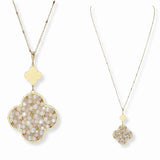103491, CLOVER PEARL & BEADED LONG PENDANT NECKLACE