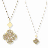 103491, CLOVER PEARL & BEADED LONG PENDANT NECKLACE