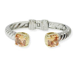 103496, CUBIC ZIRCONIA ACCENT DESIGNER INSPIRED HINGED CUFF BRACELET