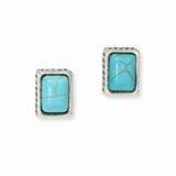 103507, WESTERN RECTANGLE TURQUOISE STONE STUD EARRING