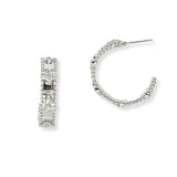 103517, DAINTY CLOVER CUBIC ZIRCONIA ACCENT HOOP EARRING