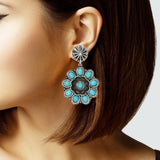 103523, WESTERN FLOWER RHINESTONE DANGLE EARRING