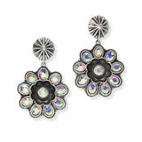 103523, WESTERN FLOWER RHINESTONE DANGLE EARRING