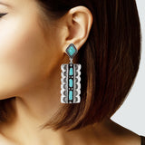 103526, WESTERN GEOMETRIC TURQUOISE STONE DANGLE EARRING