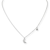 103555, DAINTY PAVE CRESCENT MOON CHARM NECKLACE