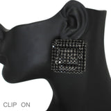 103569, SQUARE CRYSTAL RHINESTONE CLIP ON EARRING