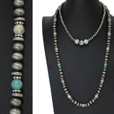 103579, WESTERN SEMI PRECIOUS STONE WITH NAVAJO BEADED 2PCS NECKLACE