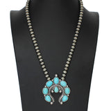 103580, WESTERN SQUASH BLOSSOM WITH NAVAJO BEADED NECKLACE