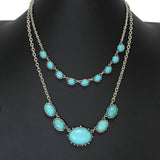 103587, WESTERN OVAL RHINESTONE 2PCS NECKLACE