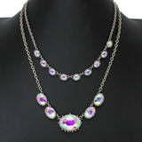 103587, WESTERN OVAL RHINESTONE 2PCS NECKLACE