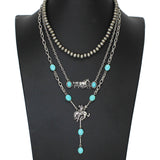 103589, WESTERN HORSE WITH NAVAJO BEADED 3PCS NECKLACE