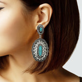 103601, WESTERN CONCHO WITH TURQUOISE STONE DANGLE EARRING