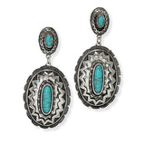 103601, WESTERN CONCHO WITH TURQUOISE STONE DANGLE EARRING