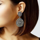 103602, WESTERN CONCHO WITH RHINESTONE DANGLE EARRING