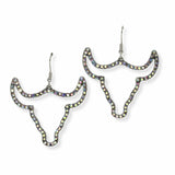 103607, WESTERN STEER HEAD CRYSTAL RHINESTONE DANGLE EARRING