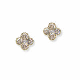 103612, CLOVER CUBIC ZIRCONIA DESIGNER INSPIRED STUD EARRING