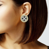 103613, 14K GOLD PLATED, DAINTY FLOWER CUBIC ZIRCONIA DESIGNER INSPIRED STUD EARRING