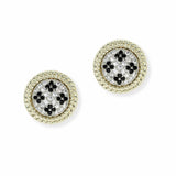 103613, 14K GOLD PLATED, DAINTY FLOWER CUBIC ZIRCONIA DESIGNER INSPIRED STUD EARRING