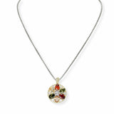 103626, 14K GOLD PLATED, CUBIC ZIRCONIA ACCENT DESIGNER INSPIRED CHARM NECKLACE