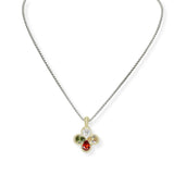 103627, 14K GOLD PLATED, CLOVER CUBIC ZIRCONIA ACCENT DESIGNER INSPIRED CHARM NECKLACE