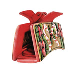 103648, CANDY CANE CHRISTMAS LEATHER RECTANGULAR GRANDER HAIR CLAW