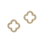 103652, CUTOUT CLOVER PAVE STUD EARRING