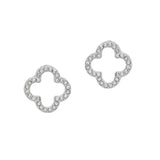 103652, CUTOUT CLOVER PAVE STUD EARRING