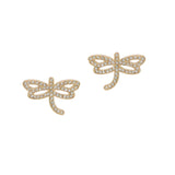 103662, CUTOUT DRAGONFLY PAVE STUD EARRING