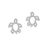 103663, CUTOUT SEA TURTLE PAVE STUD EARRING