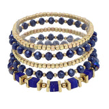 103666, SEMI PRECIOUS STONE ACCENT MULTI LAYERED BEADED STRETCH BRACELET