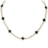 103670, CROSS ACCENT DAINTY BEADED NECKLACE