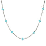 103670, CROSS ACCENT DAINTY BEADED NECKLACE