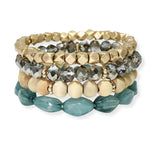 103671, MIXED MULTI LAYERED BEADED STRETCH BRACELET
