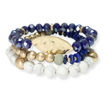 103672, HAMMERED MARQUISE ACCENT MULTI LAYERED BEADED STRETCH BRACELET