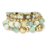 103673, SEMI PRECIOUS STONE MULTI LAYERED BEADED STRETCH BRACELET