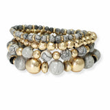 103673, SEMI PRECIOUS STONE MULTI LAYERED BEADED STRETCH BRACELET