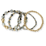 103673, SEMI PRECIOUS STONE MULTI LAYERED BEADED STRETCH BRACELET