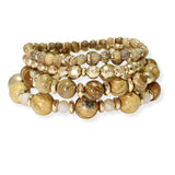 103673, SEMI PRECIOUS STONE MULTI LAYERED BEADED STRETCH BRACELET