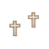 103678, CROSS PAVE ACCENT STUD EARRING