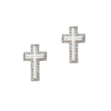 103678, CROSS PAVE ACCENT STUD EARRING