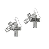 103681, "LORD'S PRAYER" CROSS METAL DANGLE EARRING