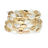 103691, FRESHWATER PEARL MULTI LAYERED BEADED STRETCH BRACELET