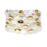 103691, FRESHWATER PEARL MULTI LAYERED BEADED STRETCH BRACELET