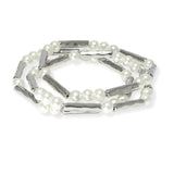 103695, HAMMERED METAL ACCENT MULTI LAYERED BEADED STRETCH BRACELET