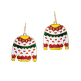 103696, CHRISTMAS UGLY SWEATER ENAMEL DANGLE EARRING