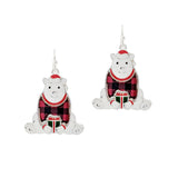 103702, CHRISTMAS POLAR BEAR ENAMEL DANGLE EARRING